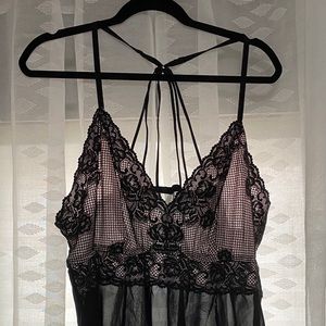 BNWOT Caged Strappy Black Lace Chemise Lingerie